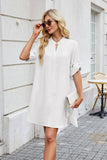 Solid Color Mid-Sleeve Button-Down Shirt Dress
