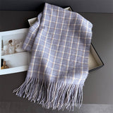 Vintage Plaid Winter Cashmere Feel Tassel Scarf_Cwasc03259