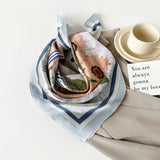 Mint Mambo Style Cartoon Print Satin Square Scarf_Cwasc0817