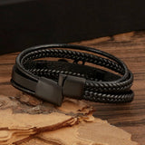 LEATHER HANDWOVEN MAGNET CLASP BRACELET_CWAJE1467