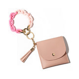 PRINTED GEOMETRIC PU WALLET WITH ACRYLIC KEYRING_CWAB4995