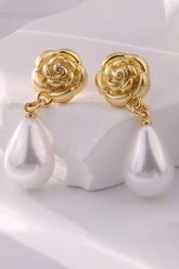 Women Retro Camellia Pearl Earrings