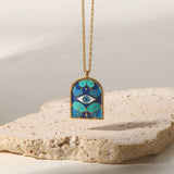 BLUE ARCHES EVIL EYE OIL DROP NECKLACE_CWMM5594
