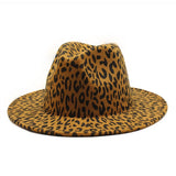 FEDORA HAT LEOPARD PRINT HAT JAZZ WIDE BRIM HAT_CWAH2545