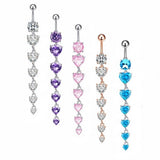 HOT COPPER CZ HEART BAR BELLY RING PIERCING_CWMM9327