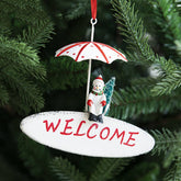 Vintage Painted Iron Umbrella Snowman Decor_Cwmm9799