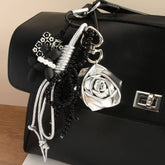 CREATIVE SILVER BALLOON DOG KEYCHAIN WITH BOW_CWMM7641