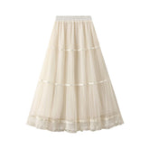LACE RUFFLE TRIM POLKA DOT TULLE SKIRT_CWBMS0333