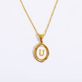 NEW CREATIVE 26 LETTERS PENDANT OVAL NECKLACE_CWMM3771