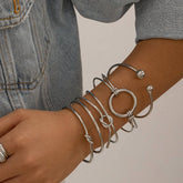 SIMPLE DOUBLE LAYER HOLLOW KNOTTED OPEN BRACELET_CWMM3101