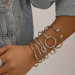 SIMPLE DOUBLE LAYER HOLLOW KNOTTED OPEN BRACELET_CWMM3101