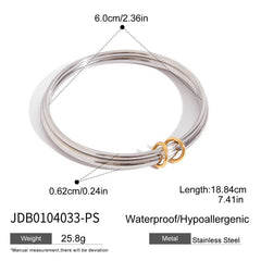 CLASSIC TWO TONE DOUBLE RING BANGLE 18K GOLD_CWAJE4823