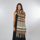 STRIPE SCARF COZY FAUX CASHMERE WINTER WRAP_CWASC2359