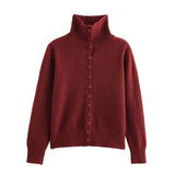 Versatile Turtleneck Single-Breasted Sweater