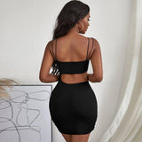 Women Hollow-Out Strapless Knit Bodycon Dress