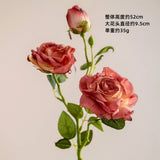 2 FLOWER 1 BUD BURNT EDGE DRIED ROSE ARTIFICIAL_CWMM6477