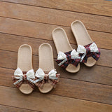 FASHION LINEN BOW SLIPPERS WITH THICK SOLE_CWSHF0183