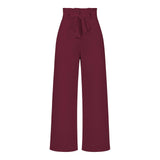 Women Tied Waist Wide Leg Office Work Pants