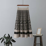Vintage Leopard Print Contrast Knit Skirt