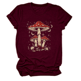 PLAYFUL RED MUSHROOM PRINT WOMENS BASE TEE_CWTTS1510