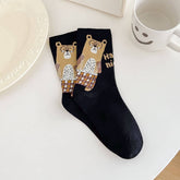 NEW CUTE CARTOON BEAR BONELESS SOCKS FOR WOMEN_CWMS1361