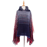 NEW HERRINGBONE GRADIENT HOODED CAPE SHAWL_CWASC1203