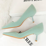 Women Solid Color Shallow Pointed Toe High Heels