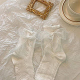BOW LACE THIN MID LENGTH SOCKS_CWMS0451