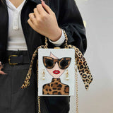 Leopard Print Hand-Held Crossbody Box Bag