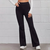 Solid color high-waisted slim-fit pants_cwblp1072