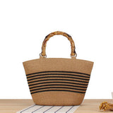 CONTRAST COLOR STRIPED HAND WOVEN BAG_CWAB2092
