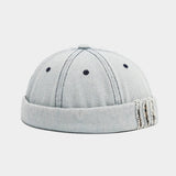 Washed Denim Brimless Sailor Cap Unisex_Cwah04670