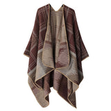 DOUBLE SIDED PLAID FAUX CASHMERE SHAWL CAPE_CWASC2135