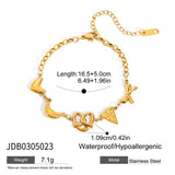 CUTE HEART CROISSANT PIZZA BOW BRACELET 18K GOLD_CWAJE4819