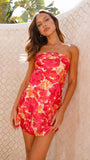 Strapless Backless Printed Mini Dress