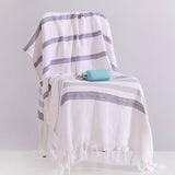 LIGHTWEIGHT COTTON STRIPED BEACH TOWEL WITH TASSELS_CWMM7601