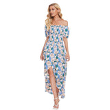 Strapless Halter Print Irregular Beach Dress