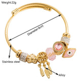 GOLD EVIL EYE CHARM STAINLESS STEEL BRACELET_CWMM8504