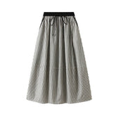 A LINE MID LENGTH STRIPED FLOWER BUD LANTERN SKIRT_CWBMS0298