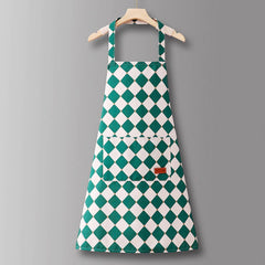 CHECKERED COTTON LONG SLEEVE KITCHEN WORK APRON _CWMM6693
