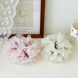 Colorful Floral Ruffled Hair Tie Elastic Durable_Cwaha07530