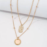 GEOMETRIC RETRO STYLE DOUBLE LAYER NECKLACE_CWAJE1999