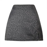 SLIT SHORT SKIRT JACQUARD SATIN ZIPPER SKIRT_CWBSS0407