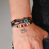 PERSONALIZED BEADED BRAIDED LEATHER BRACELET_CWMM4514