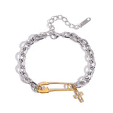 Two-Tone Stainless Steel Paperclip Bracelet,Luxury