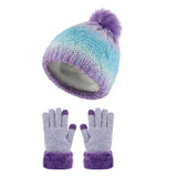 CHILDRENS FUR BALL HAT AND GLOVES TWO PIECE SET_CWMM2813