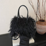 Plush Shearling Shoulder Bag Women Fashion Tote_Cuab00553