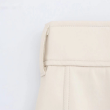 CASUAL FAUX LEATHER MIDI SKIRT TRENDY FRENCH LOOK_CWDSD8354