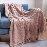 KNITTED TASSEL THIN BLANKET SOFA BLANKET_CWMM0183