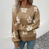 Women Long Sleeve Jacquard Crew Neck Sweater_Cwoswl1505